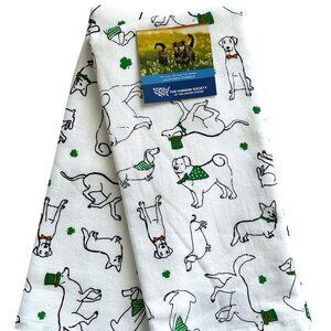 Humane Society  2 Pc Kitchen Towel Set St. Patrick's Day Dogs Cotton Blend